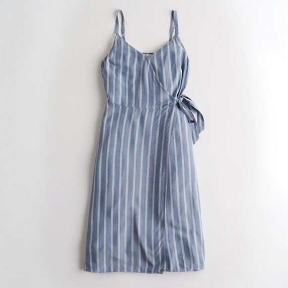 Hollister Baby Blue Striped Midi Wrap 